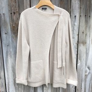 Akris Long Ribbed Cashmere Knit Cardigan Wheat